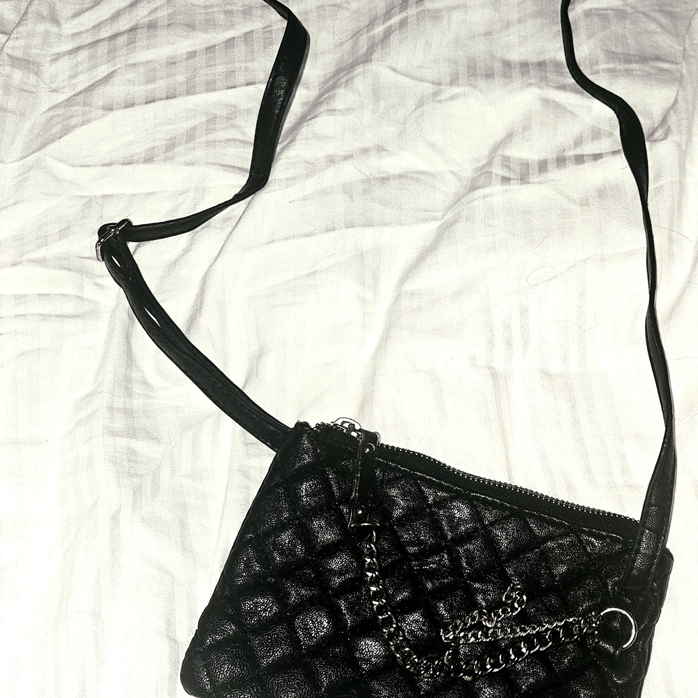 Express Black Quilted Crossbody with Chain Detail